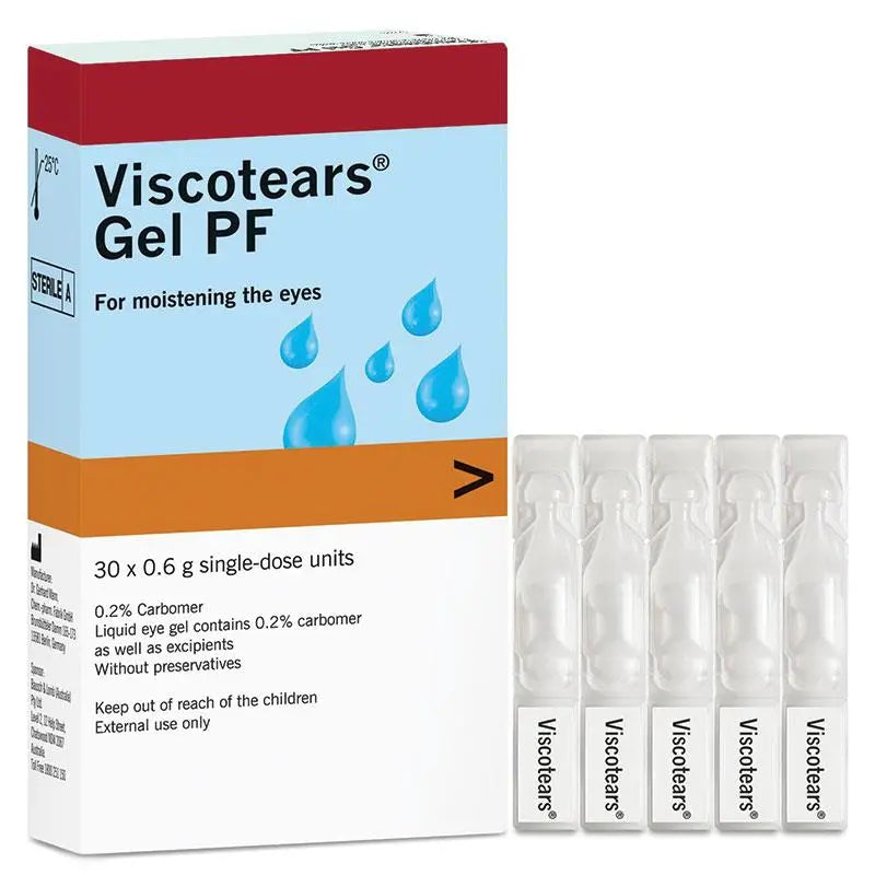 B8704 Eye Wash Viscotears Gel Preservative Free 0.6g 30 Vials
