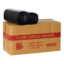 C030 - Rubbish Bags 73L Flat Black LDBIN73APRH-25 250 Bin Liners