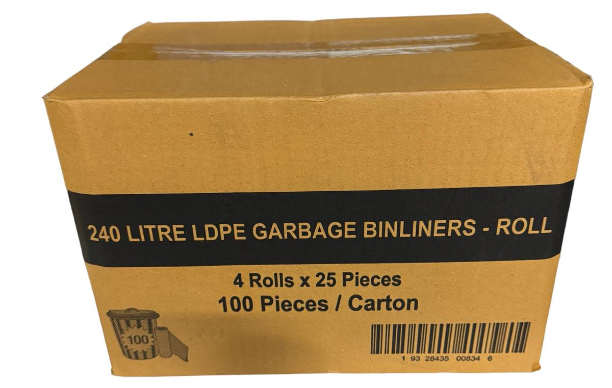 C070 - Rubbish Bags 240L Flat Black LDBIN240AP Bin Liners