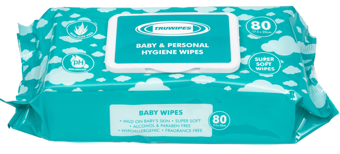 B230 - Wipes Baby Trugrade Refill 12 Packs x 80 ****NEW***