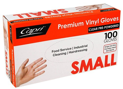 F010 - Gloves Premium Vinyl POWDERED Clear